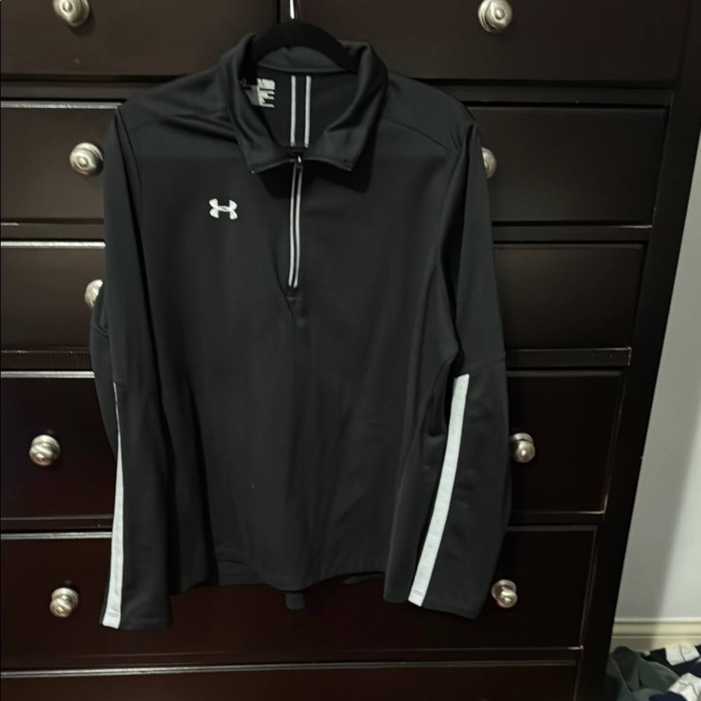 Under Armour Black Quarter-Zip with White Stripe on sleeve size XL